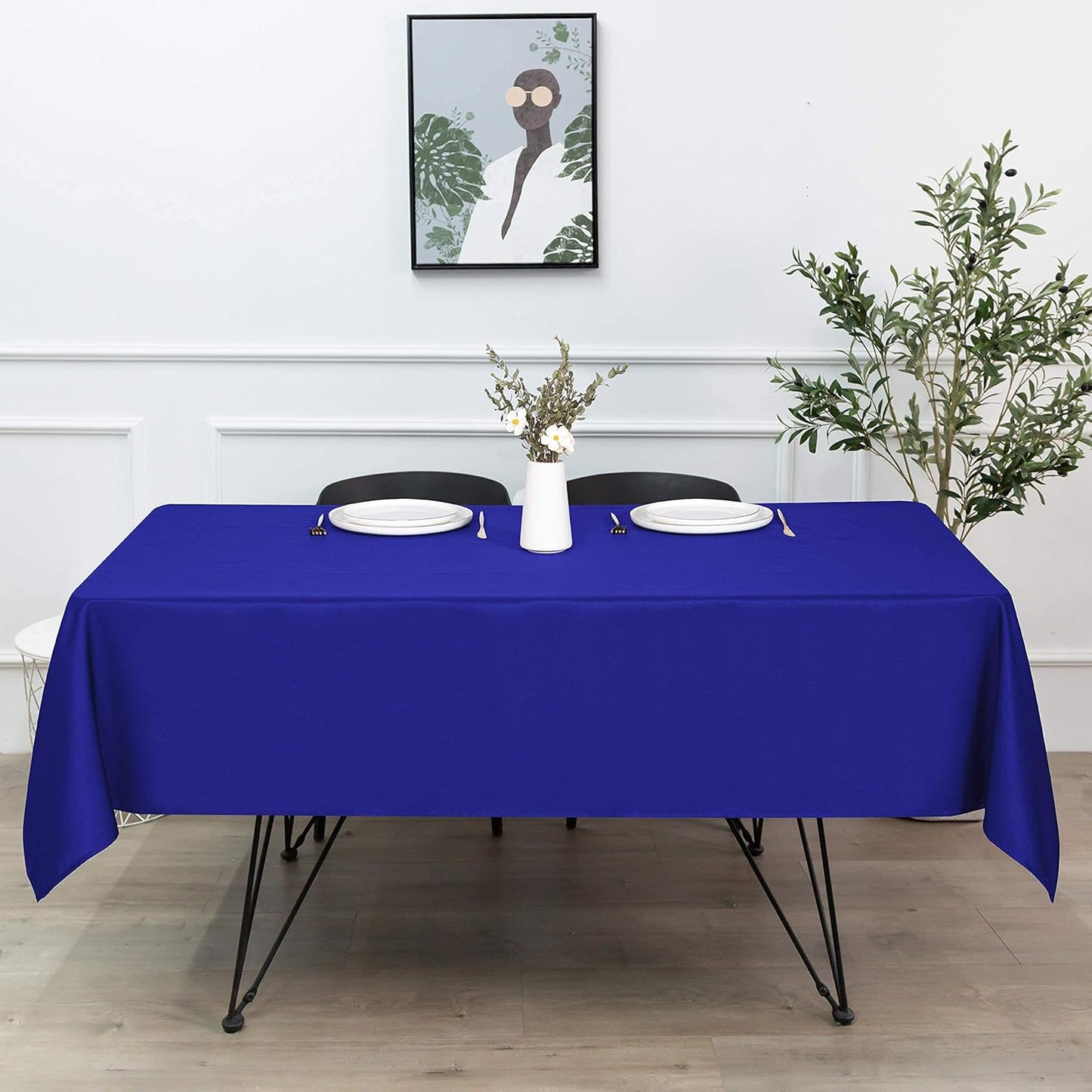 sancua Rectangle Tablecloth - 60 x 84 Inch - Stain and Wrinkle Resistant Washable Polyester Table Cloth, Decorative Fabric Table Cover for Dining Tables, Buffet Parties and Camping, Blue