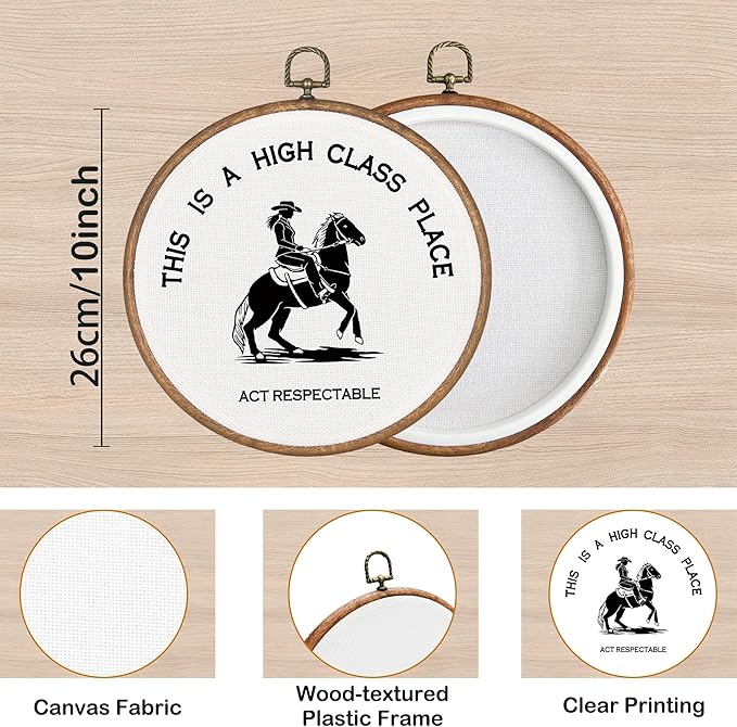 KSDUT Western Cowgirl Wall Art Decor - Preppy Trendy Southwestern Wall Art Canvas Frame Hanging Prints, Foyer Entryway Modern Round Wall Decor for Home Dorm Decorations 10"x10"