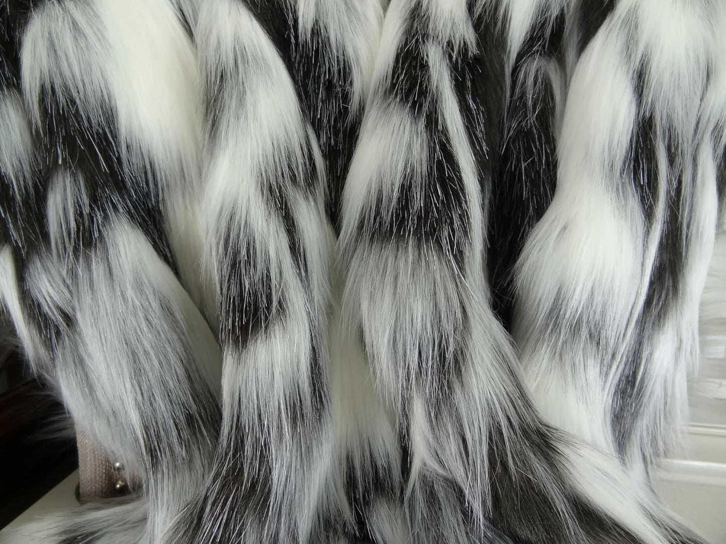 Gray Black White Faux Fur Throw Blanket & Bedspread - Tibet Fox Fur - Gray Black White Luxury Faux Fur - Soft Faux Fur Blanket, Made in USA, 16438