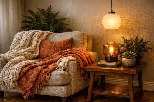 Elevate Your Home Vibes with Cozy Throws and Warm Lights