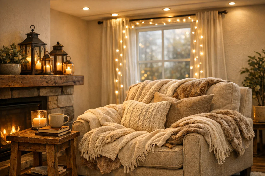 Cozy Up Your Space with Cozy Throws and Warm Glow Lights