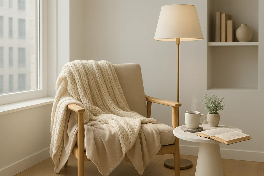 Cozy Up Your Space with Warm Lights and Soft Throws