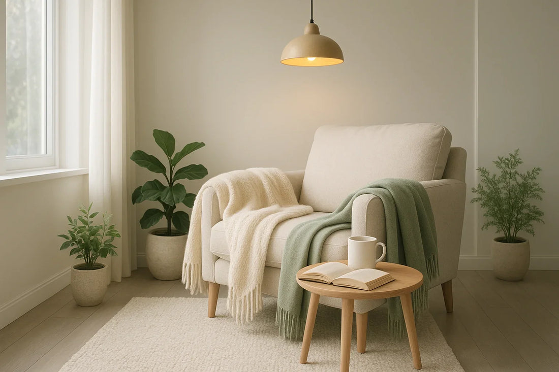 Cozy Up Your Space with Warm Lights and Soft Throws