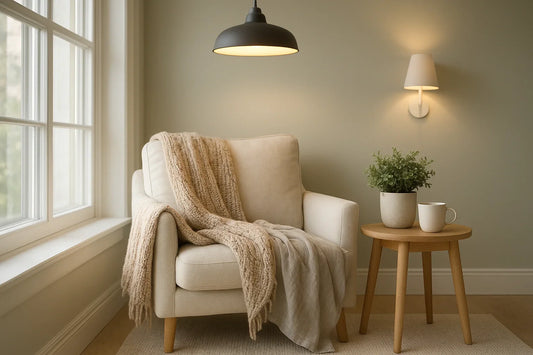 Cozy Home Vibes Elevated with Stylish Lights and Throws