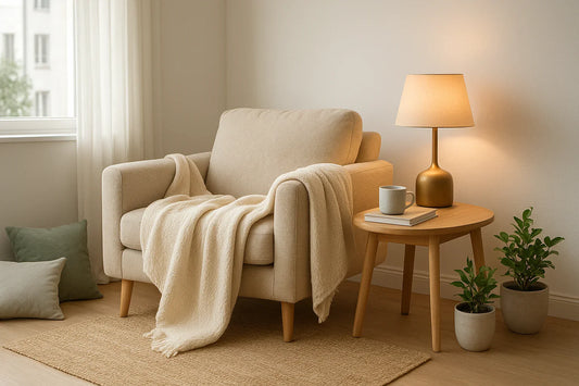 Cozy Up Your Space with Warm Lights and Plush Throws