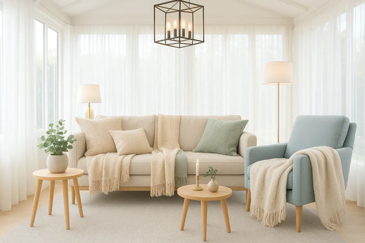 Cozy Every Season: Stylish Lighting and Warm Throws Ideas