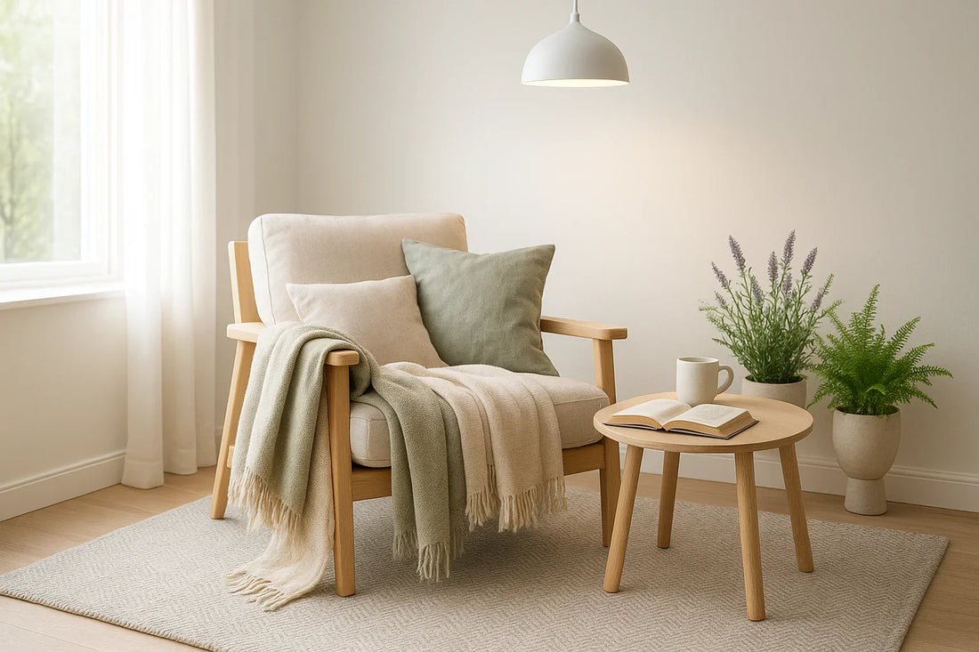 Cozy Living Made Simple with Bright Lights and Soft Throws