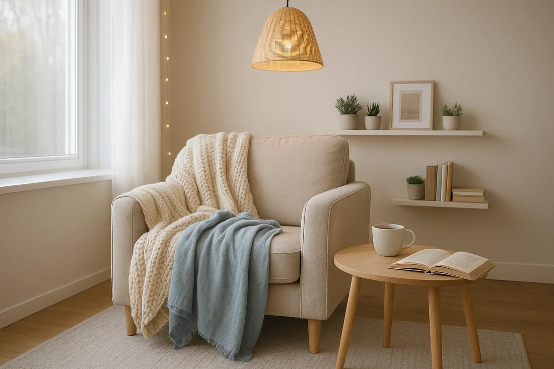 Cozy Corners Brightened with Stylish Throws and Lights