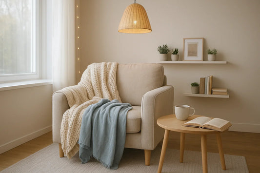 Cozy Corners Brightened with Stylish Throws and Lights