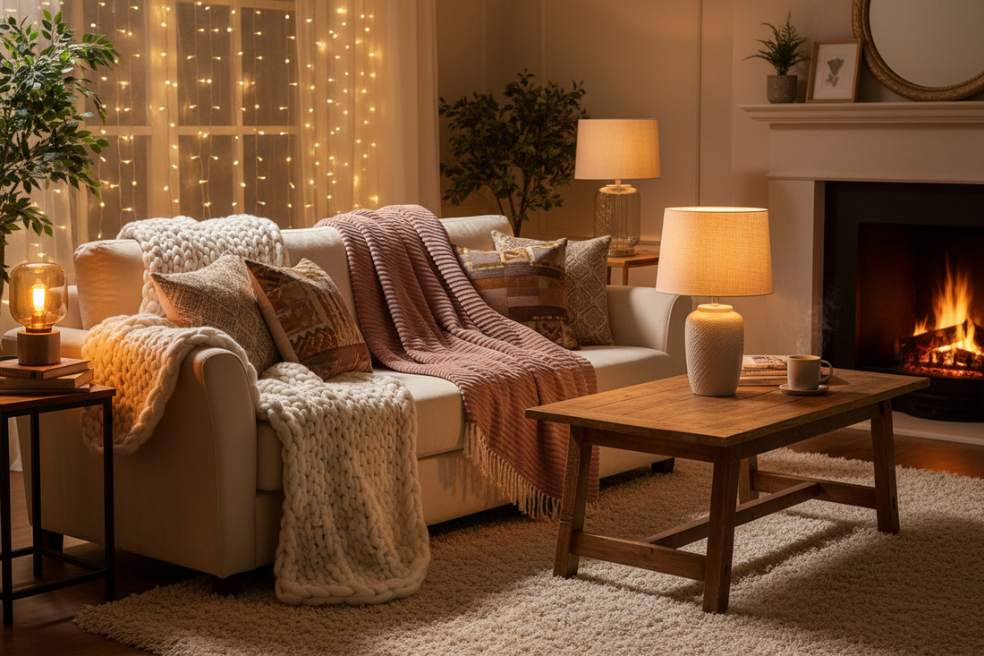Cozy Up Your Space with Stylish Lights and Luxe Throws
