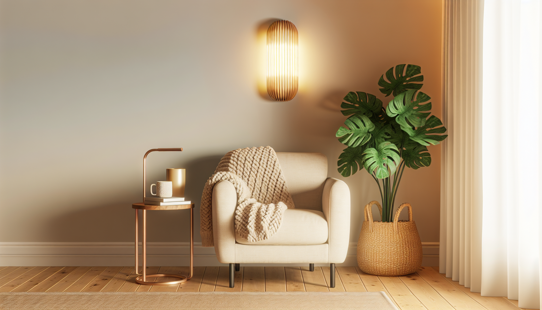 Cozy Home Makeover with Artificial Plants, Throws, and Wall Lights
