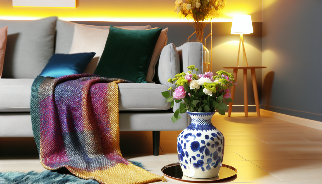 "Elevate Your Space: Cozy Throws, Stylish Vases, and Ambient Lights"