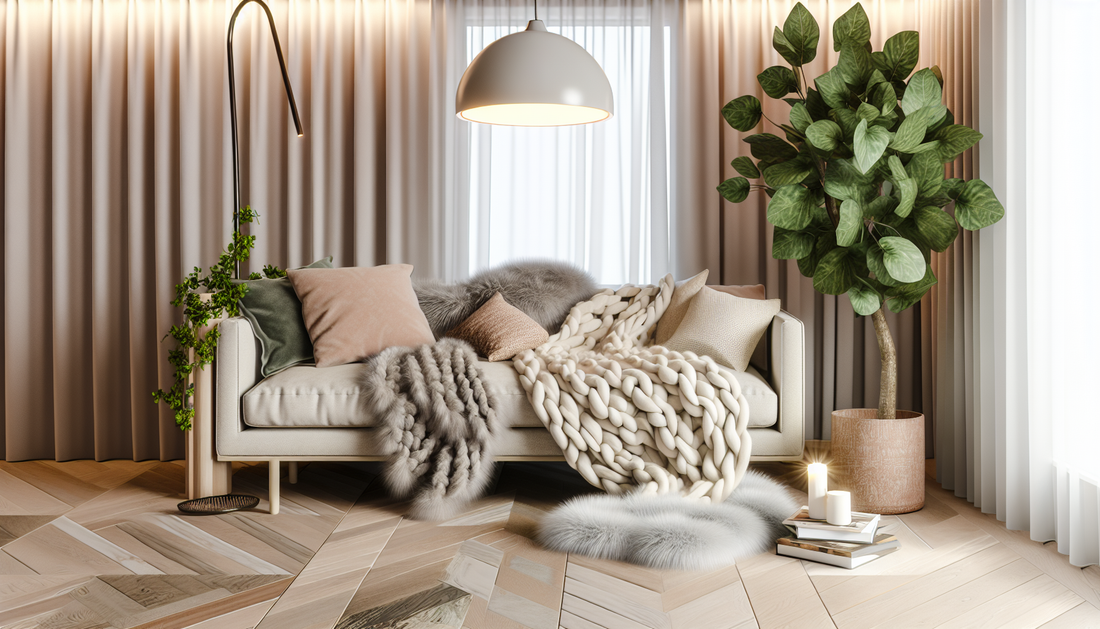 Cozy Home Refresh with Throws, Ceiling Lights, and Artificial Plants