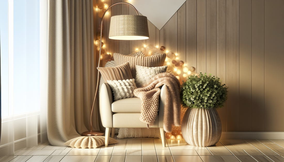 Cozy Up Your Space with Warm Lights and Soft Throws