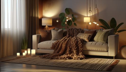 Cozy Up Your Space with Warm Lights and Plush Throws