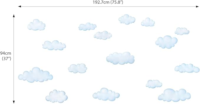 DECOWALL DS9-1702 Clouds Kids Wall Decals Wall Stickers Peel and Stick Removable Wall Stickers for Kids Nursery Bedroom Living Room