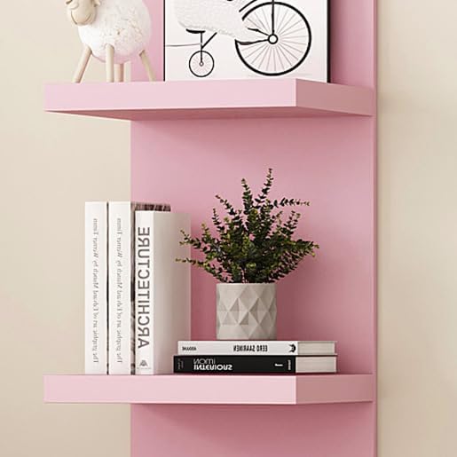 Versatile 4 Tier Wall Shelf Unit,Pink Lack Wall Shelf,Display Floating Shelf with LED Remote Control Light