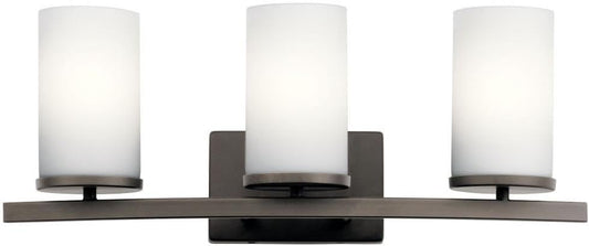 KICHLER Crosby 23" 3 Light Vanity Light Satin Etched Cased Opal Olde Bronze®,White