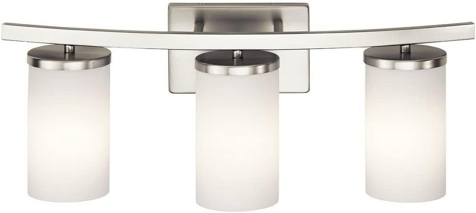 KICHLER Crosby 23" 3 Light Vanity Light Satin Etched Cased Opal Olde Bronze®,White