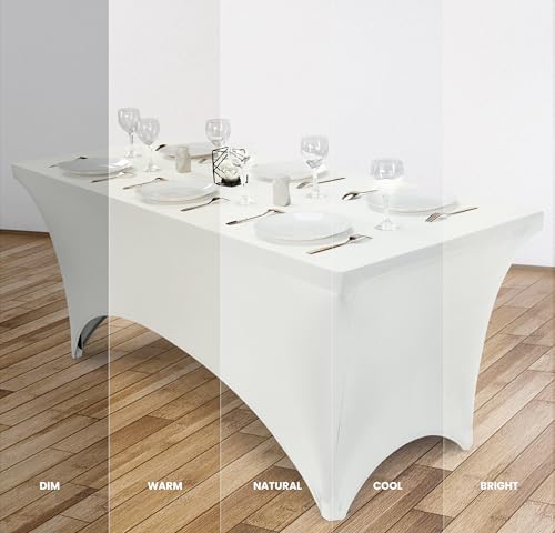 Utopia Kitchen 8FT Spandex Tablecloth [1 Pack, White] 200 GSM Stretch, Fitted, Washable and Wrinkle Resistant Table Cloth Rectangle Cover for Trade Shows, Wedding, Parties [96Lx30Wx30H Inch]