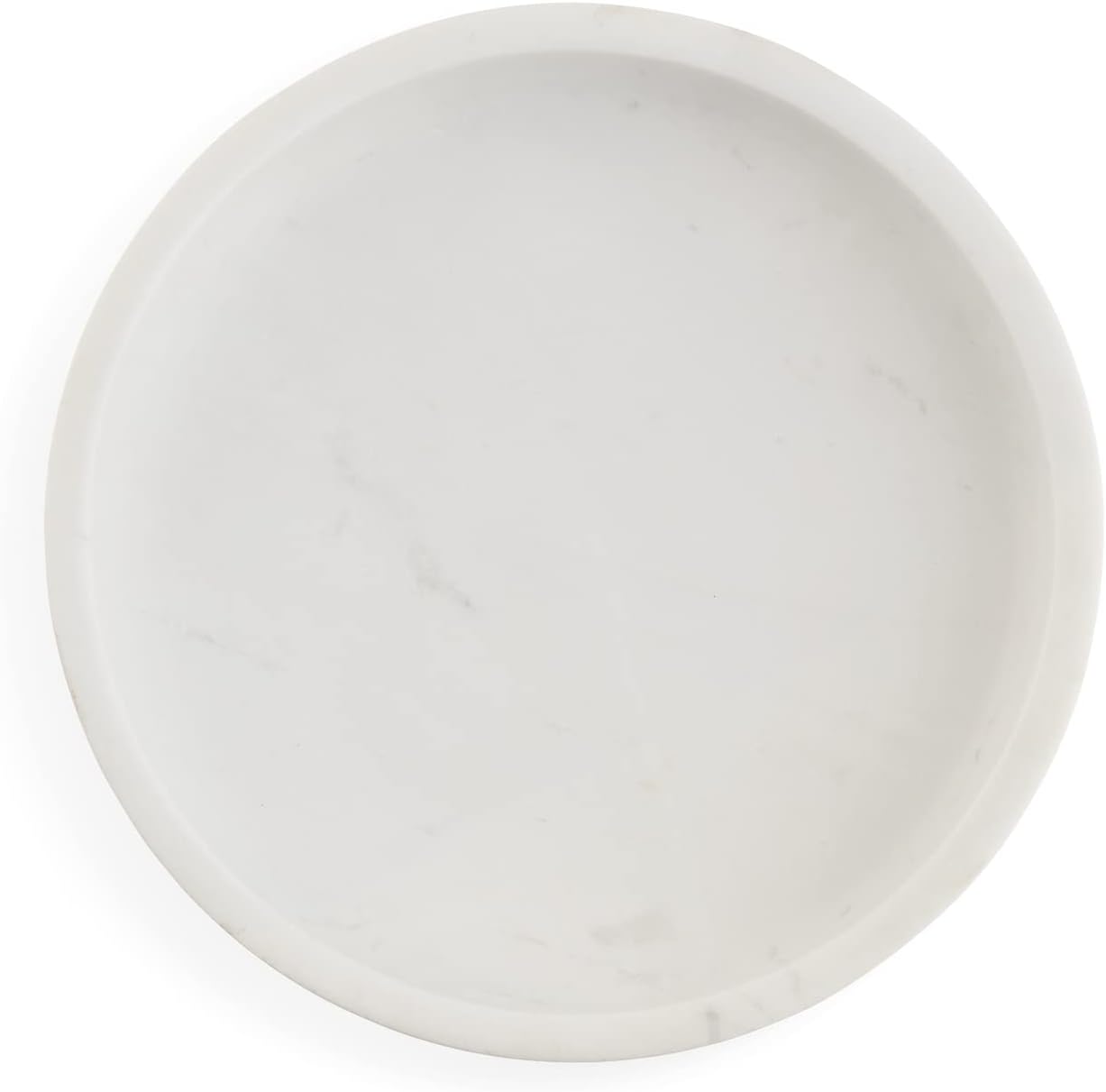 nambe Chevron Fruit Bowl – White Marble and Acacia Wood Decorative Footed Bowl - Kitchen Counter Table Display Centerpiece Bread Vegetable Holder on Pedestal- 10.5”