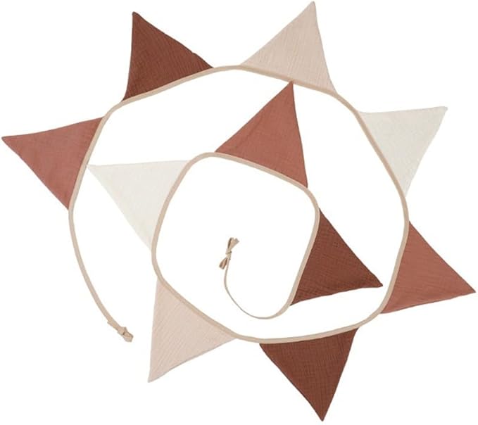 19.6ft Pennant Banners Bunting Flags, Garland Triangle Banners Fabric for Boho Shower Wedding Party Decorations Nursery Playroom Decor (Beige Coffee 2PCS)