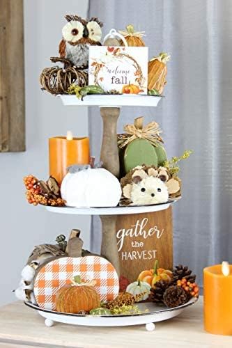 AuldHome Design Woodland Friends Figurines (Set of 3, Fox/Owl/Hedgehog); Forest Animals Decor for Fall, Christmas, Winter and Themed Decor or Parties