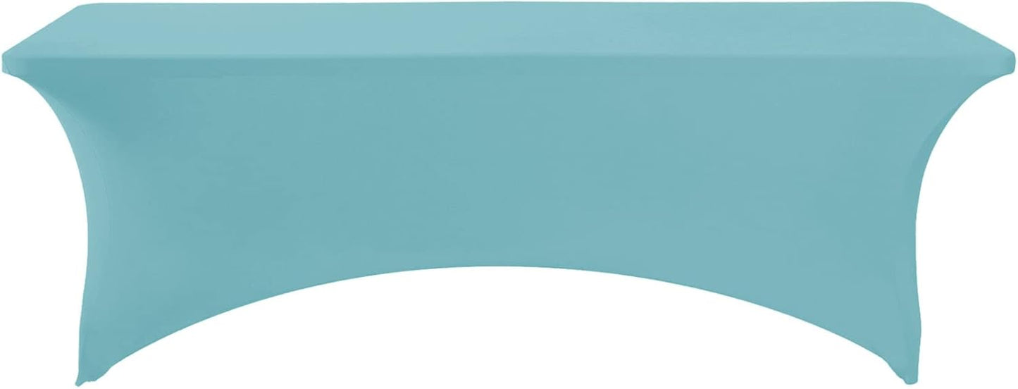 Spandex Table Cover for 8FT or 4ft or 6ft Table Universal Fitted Stretch Tablecloth for Party, Banquet, Wedding and Events-Aqua