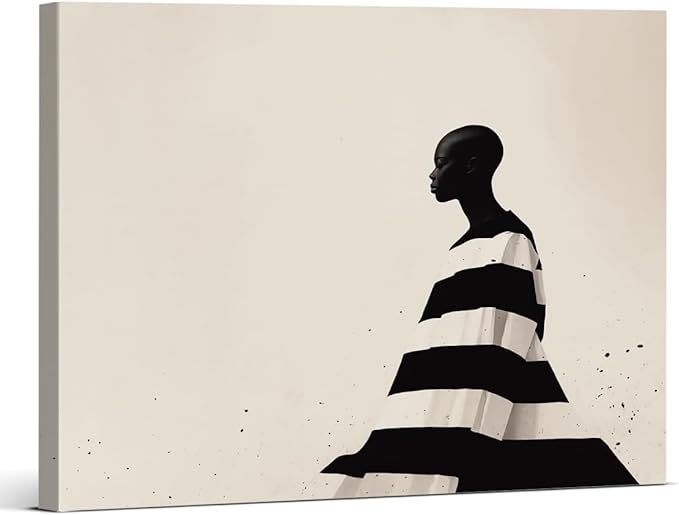 Nordic Black Woman Canvas Wall Art Print Minimalist Black Girl Picture Painting Artwork Aesthetic Wall Decor for Home Living Room Bedroom 8x10 Framed