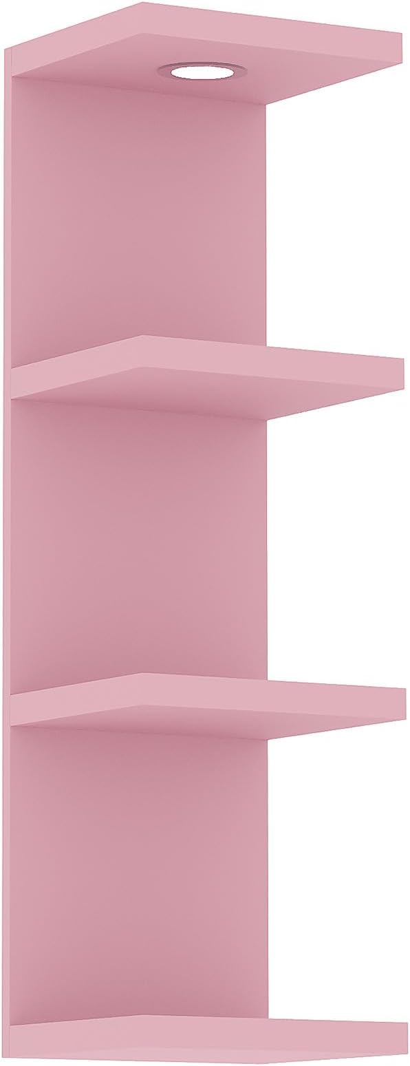 Versatile 4 Tier Wall Shelf Unit,Pink Lack Wall Shelf,Display Floating Shelf with LED Remote Control Light