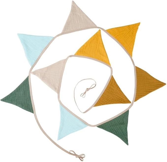19.6ft Bunting Banner Triangle Flags Fabric, Garland Bunting Flag Banners for Birthday Wedding Shower Party Supplies Classroom Nursery Playroom Decor (Brown yellow 2PCS)
