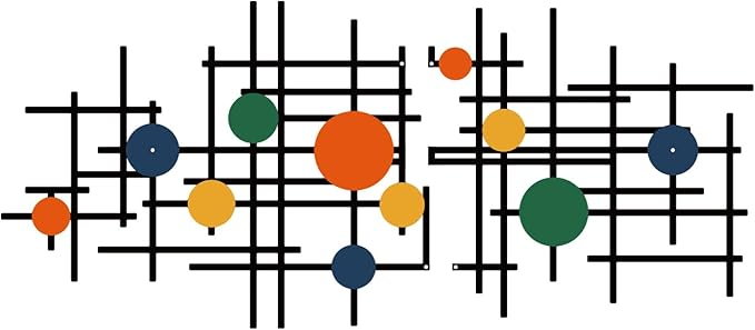ruelen Set of 2 Minimalist Geometric Wall Decor - Modern Metal Wall Art for Living Room, Bedroom & Office – Abstract 2D Design in Bright Colorful Style
