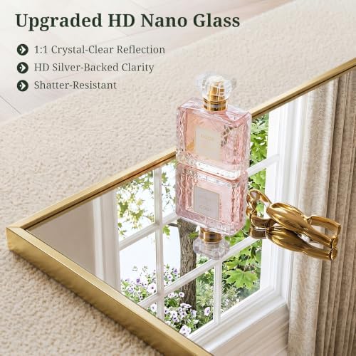 47"x14" Mirror Full Length, Wall Mounted/Over the Door, Gold