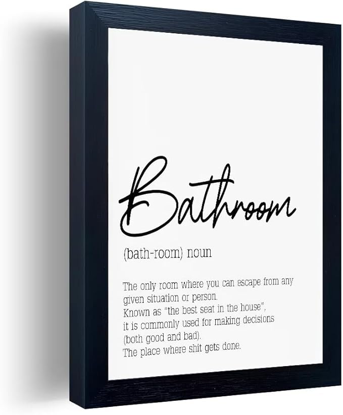 Boswaydeco Bathroom Decor Wall Art Black and White Bathroom Artwork Small Modern Toilet Rules Canvas Print for Guest Washroom
