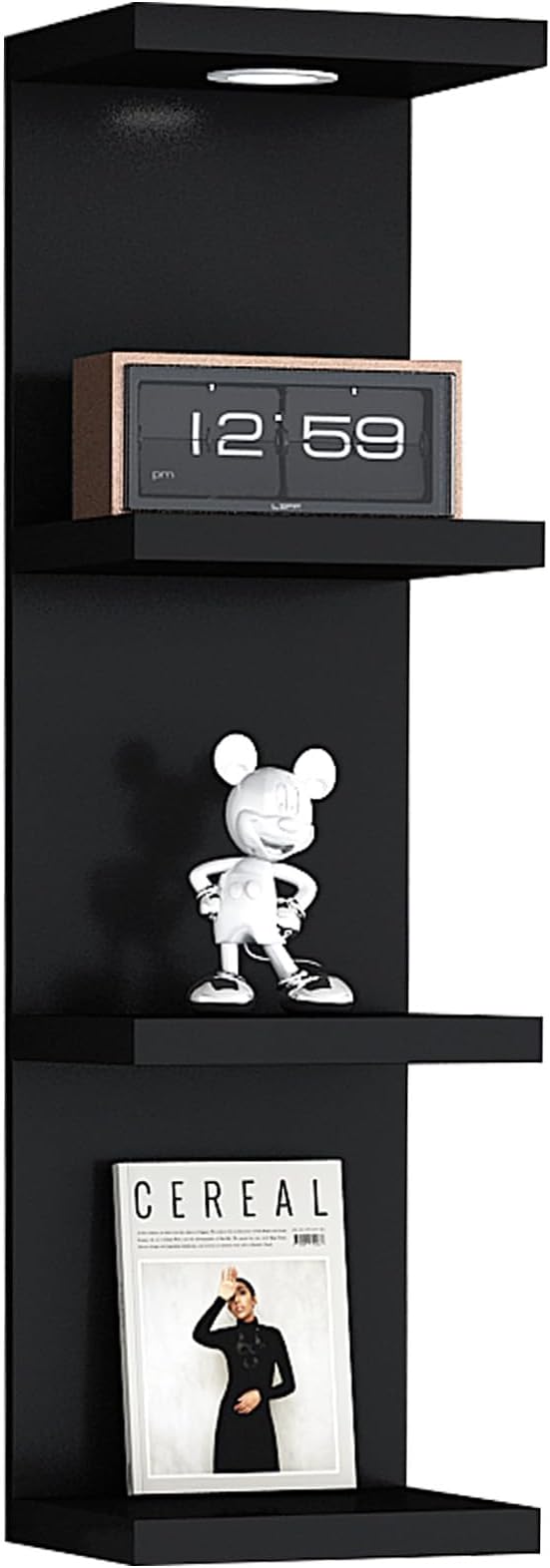 Versatile 4 Tier Wall Shelf Unit,Black Lack Wall Shelf,Display Floating Shelf with LED Remote Control Light