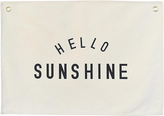 Canvas Banner Hanging Flag Banner for Nursery and Playroom Wall Décor for Kids Trendy Room Décor for Boys and Girls (Hello sunshine)