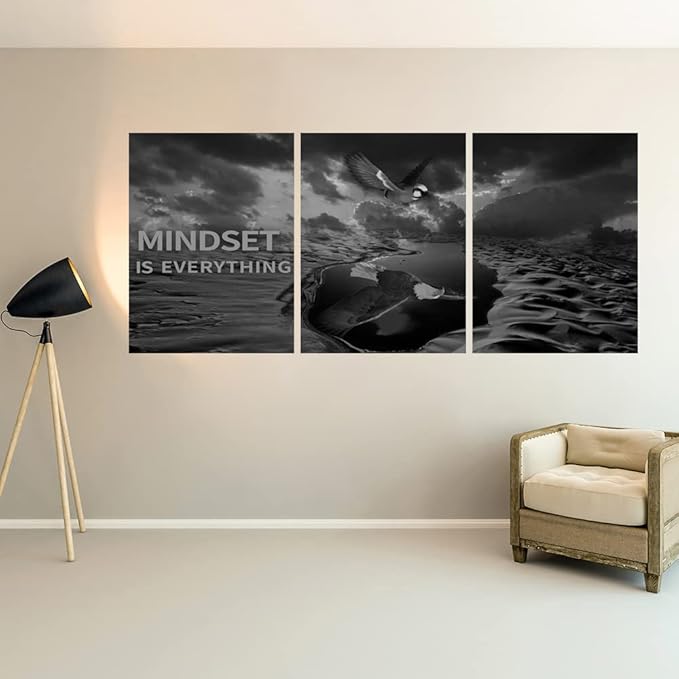 Yetaryy 3 Panels Inspirational Canvas Painting Motivational Wall Art Success Framed Poster Grind Hustle Positive Quotes Wall Poster Office Inspirational Décor 72''W x 36''H (Animals-HeiYing-3XL)