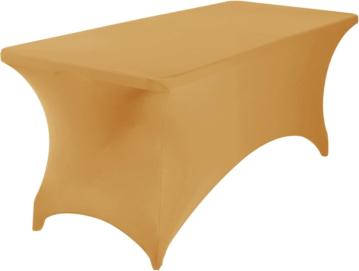 4Pack Spandex Waterproof Table Covers 6ft，Spandex 6ft Waterproof Table Cover for Party,Wedding, Banquet, and Events(Gold)