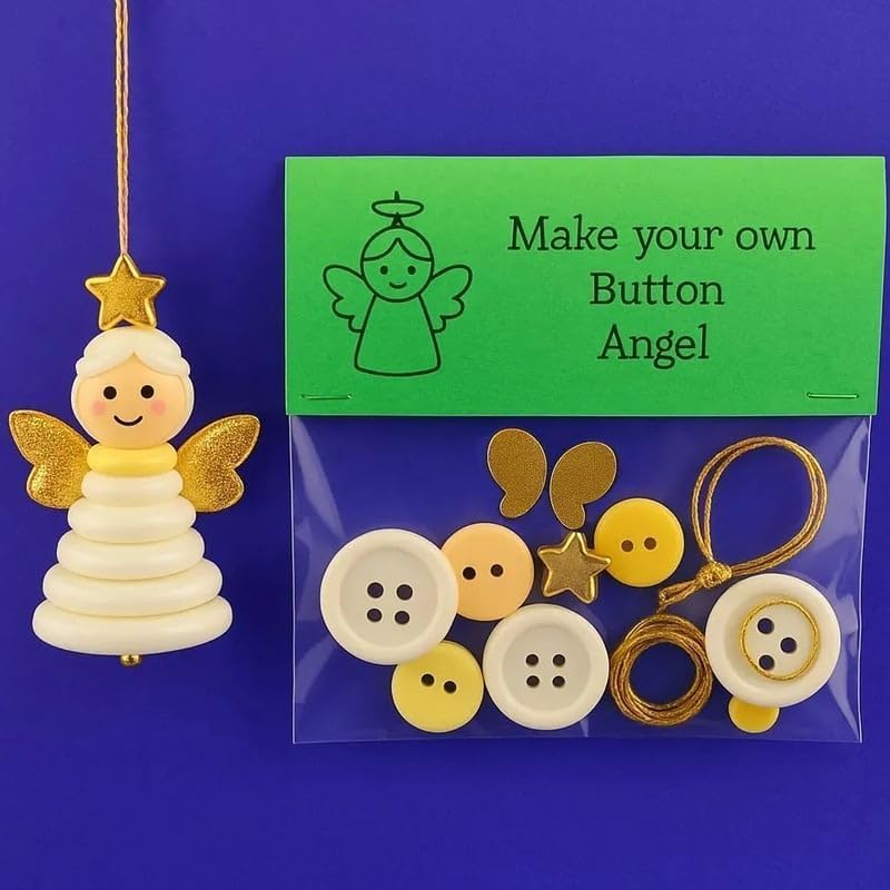 DIY Christmas Button Ornament Making Set–Fun Holiday Handmade Decorations for All Ages,DIY Craft Buttons Kit with Christmas Snowman/Santa/Angel,Xmas Tree Hanging Decorations (Mix-3pcs)