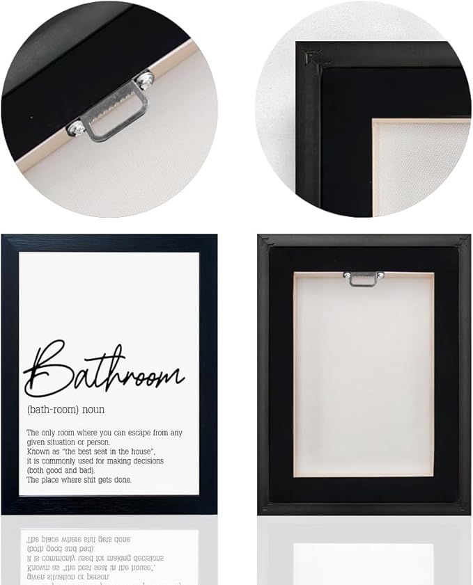 Boswaydeco Bathroom Decor Wall Art Black and White Bathroom Artwork Small Modern Toilet Rules Canvas Print for Guest Washroom