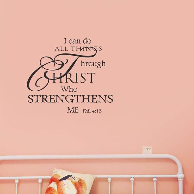 Bible Verses Wall Decor, Christian Wall Quotes – I Can Do All Things Through Christ– Religious Sticker Pastor Gift for Bedroom Prayer Room Church Sanctuary Office Nursery