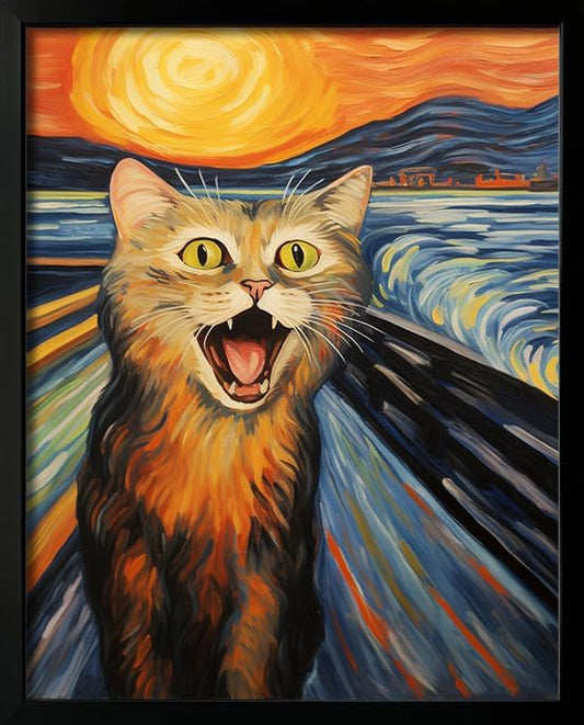 Hamduker Funny Scream Cat Wall Art Decor Famous Art - Cute Preppy Cat Wall Art Picture Aesthetics Decor for Nursery Kids Bedroom Living Room Aesthetic (Size: 11'' x 14''x1pcs)