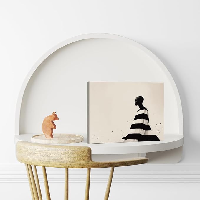 Nordic Black Woman Canvas Wall Art Print Minimalist Black Girl Picture Painting Artwork Aesthetic Wall Decor for Home Living Room Bedroom 8x10 Framed