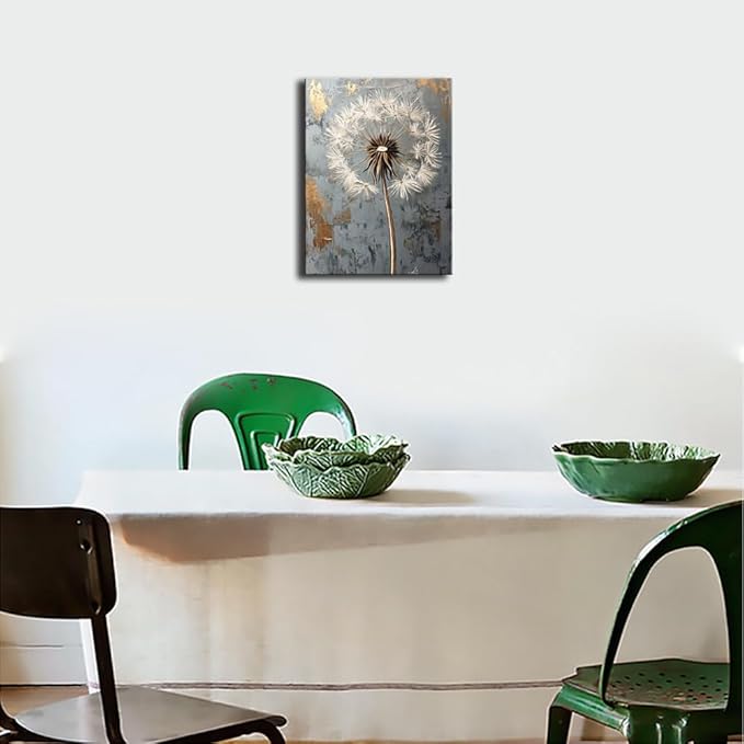 VVJSZHJ Rustic Dandelion Wall Art for Kitchen Bedroom Wall Painting Decoration Modern Prints Artwork Home Decor (Dandelion, 12x16 inch, Wrapped Canvas)