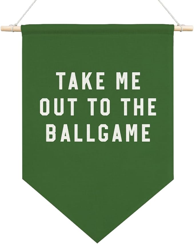 AGMDESIGN Take Me Out To The BallGame Pennant Flag Banner, Green Baseball Wall Decor for Toddler Kids Boys Sports Room Nursery Classroom, Ballgame Lovers Gifts for Boys, Sports Decor for Kids Bedroom