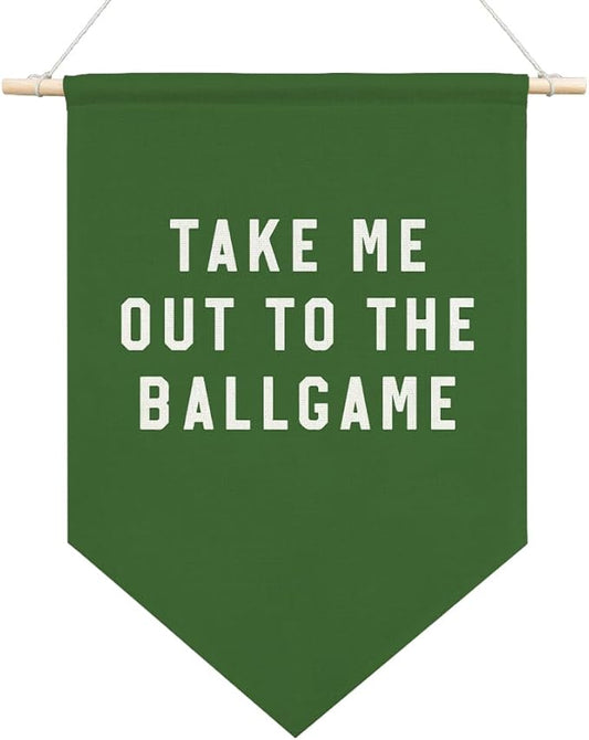 AGMDESIGN Take Me Out To The BallGame Pennant Flag Banner, Green Baseball Wall Decor for Toddler Kids Boys Sports Room Nursery Classroom, Ballgame Lovers Gifts for Boys, Sports Decor for Kids Bedroom