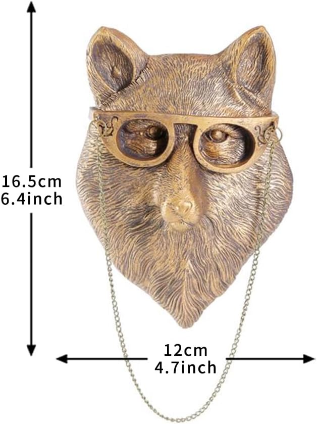 Joogour Head Wall Mount Decor,Resin Animal Sculptures，Art Deco Wall Hanging Decoration for Living Room Bedroom Officeroom Gift (Fox)
