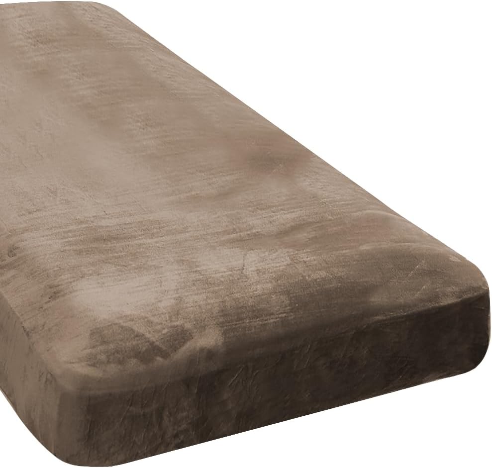 H.VERSAILTEX Velvet Stretch Individual Chaise Cover Sectional Couch Covers for L Shaped Sofa Both Left/Right Furniture Protector Seat Cushion Sofa Cover (1 Piece Chaise Cover, Mocha)
