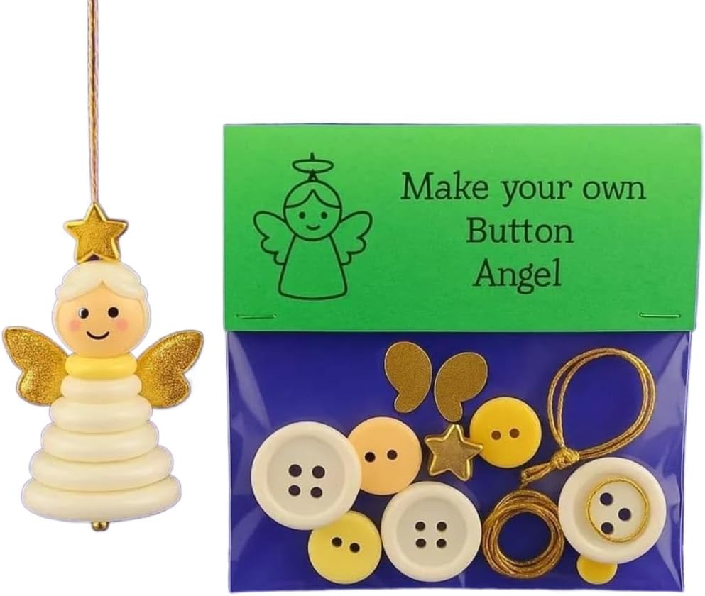 DIY Christmas Button Ornament Making Set - Snowman/Santa/Angel, Fun Holiday Craft Kit for All Ages, Ideal Xmas Tree Hanging Decor & Festive Gifts (10 pcs-D)