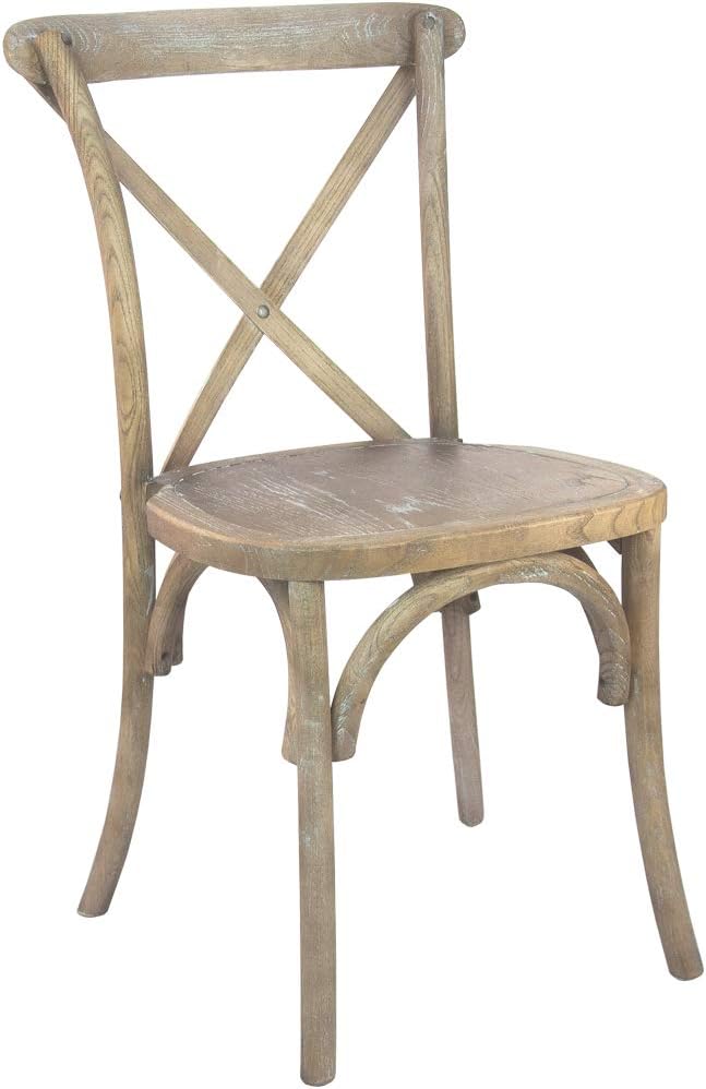 EMMA + OLIVER 2-Pack Medium Natural with White Grain X-Back Chair